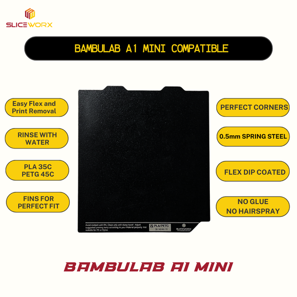 Bambulab Compatible PEI Textured Spring Steel Sheet 184x184mm for