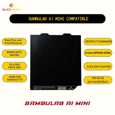 Bambulab Compatible PEI Textured Spring Steel Sheet 184x184mm for A1 Mini 3D Printer