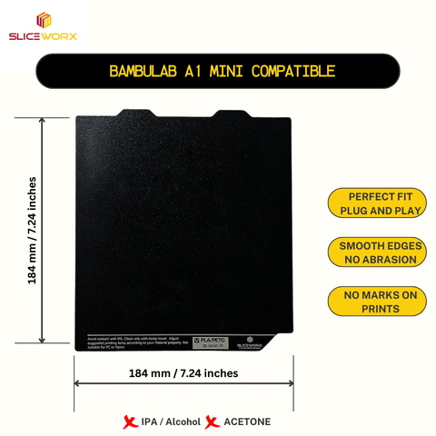 Bambulab Compatible PEI Textured Spring Steel Sheet 184x184mm for A1 Mini 3D Printer