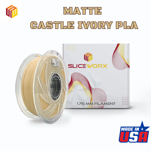 SLICEWORX - PLA Matte CASTLE IVORY Filament 1.75 mm for FDM Printers - MADE IN USA