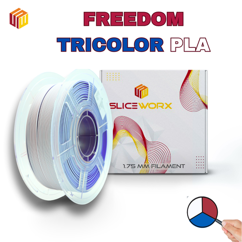 Sliceworx PLA TriColor Coextrusion Filament 1.75 mm - FREEDOM-3 color Co-Extruded