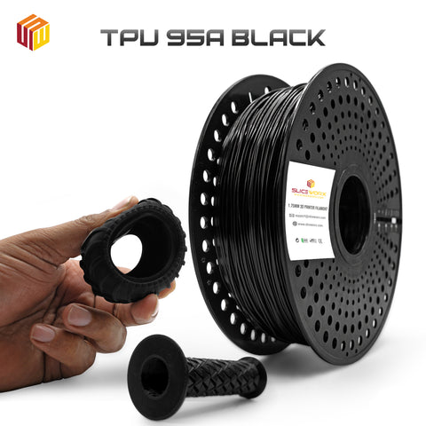 SLICEWORX Flexible  Series 1.75mm Filament - BLACK 95A TPU Filament for 3D Printers