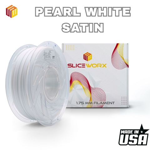 SLICEWORX - PLA Satin Pearl White Filament 1.75 mm for FDM Printers - MADE IN USA