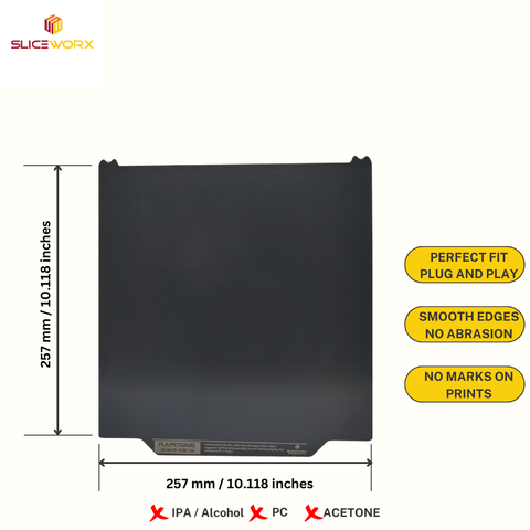 SLICEWORX Flex Dipped Plate Textured Spring Steel Sheet 257x257mm for TWOTREES SK1 3D Printer