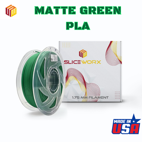 SLICEWORX - PLA Matte Green Filament 1.75 mm for FDM Printers - MADE IN USA