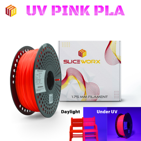 Sliceworx PLA UV ACTIVE Filament 1.75 mm -  UV PINK PLA (Experimental) Limited Stock