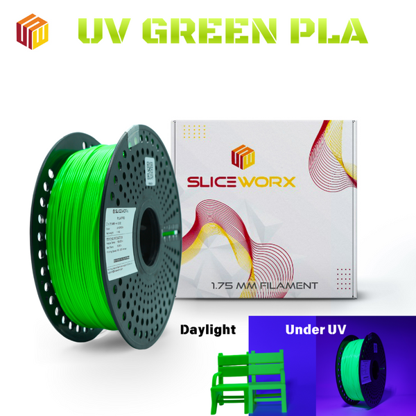 Sliceworx PLA UV ACTIVE Filament 1.75 mm - UV GREEN PLA