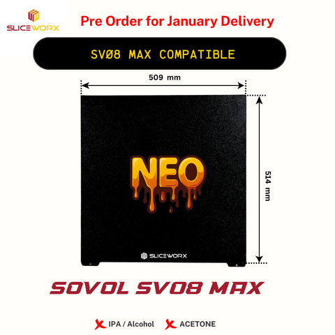 Pre-Order SLICEWORX Flex Dipped Plate Textured Spring Steel Sheet  509mm x 514mm for SOVOL SV08 MAX