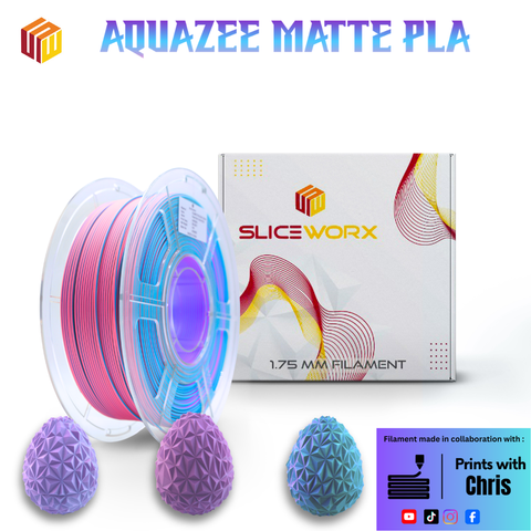 Sliceworx PLA Matte TriColor Filament 1.75 mm - AQUAZEE Purple-Bahama Blue-Pink Matte PLA