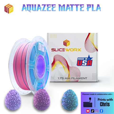 Sliceworx PLA Matte TriColor Filament 1.75 mm - AQUAZEE Purple-Bahama Blue-Pink Matte PLA