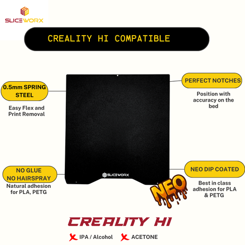 SLICEWORX Flex Dipped Plate Textured Spring Steel Sheet  280mm x 265mm for Creality Hi 3D Printer