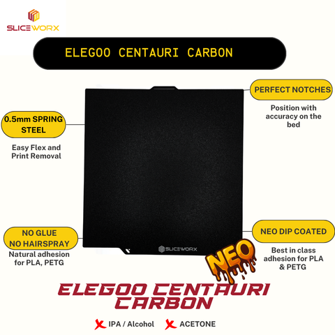 SLICEWORX Flex Dipped Plate Textured Spring Steel Sheet  260mm x 260mm for Elegoo Centauri Carbon