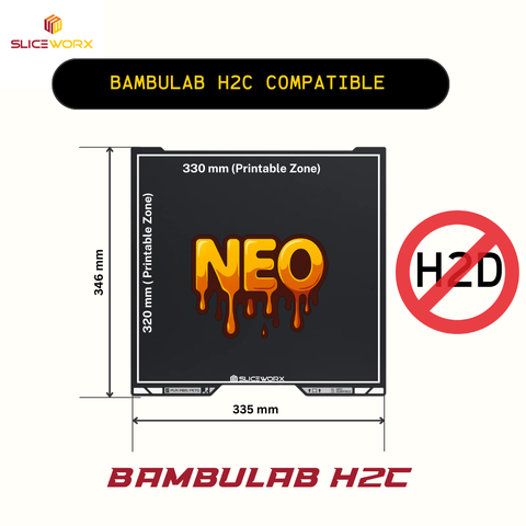 SLICEWORX Flex Dipped Plate Textured Spring Steel Sheet 335x346mm for Bambulab H2C  3D PRINTER