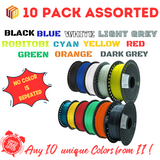 SLICEWORX - 10 PACK PETG  -Assorted 10 COLORS Filament 1.75 mm for FDM 3D Printers