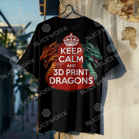 SLICEWORX 3D Printing Meme Shirts -"Keep Calm and 3D Print Dragons"- Unisex