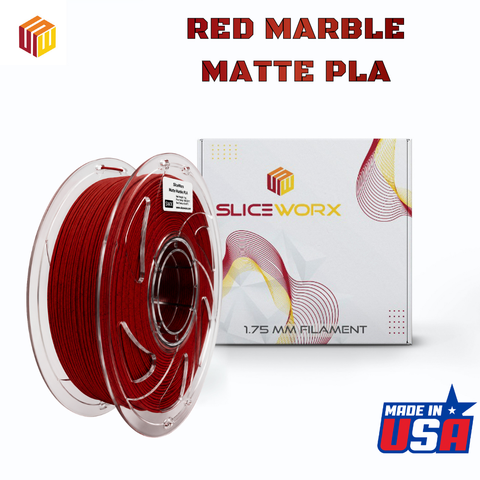 SLICEWORX - PLA MATTE RED MARBLE PLA Filament 1.75 mm for FDM Printers - MADE IN USA