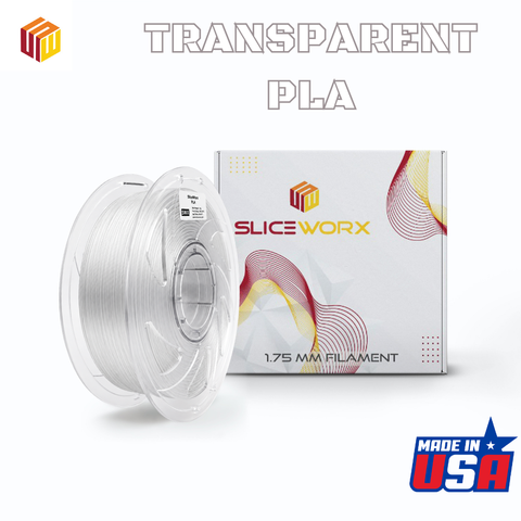 SLICEWORX - PLA Transparent Natural Clear Filament 1.75 mm for FDM Printers - MADE IN USA