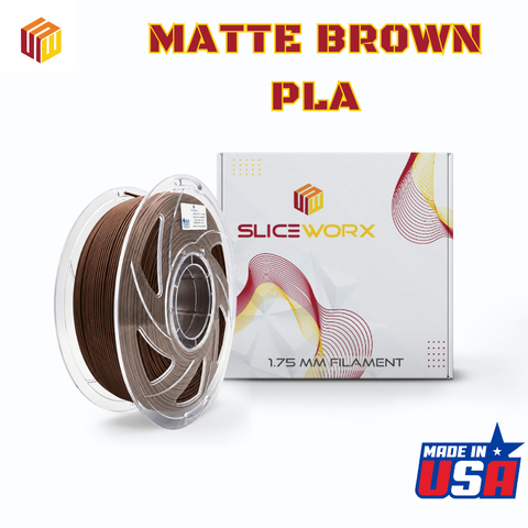 SLICEWORX - PLA Matte CHOCOLATE BROWN Filament 1.75 mm for FDM Printers - MADE IN USA
