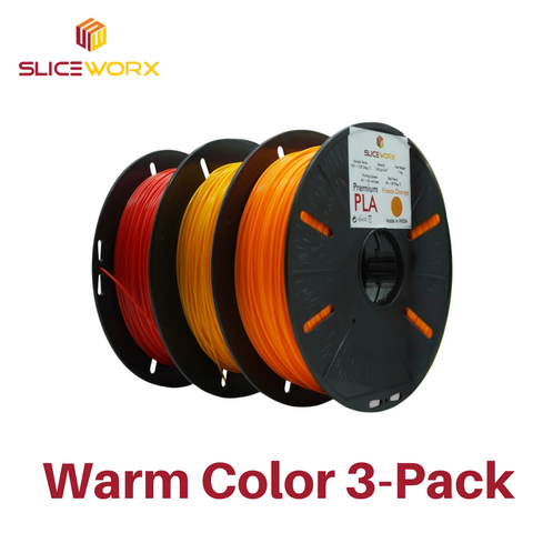 Premium PLA Filament Bundle Warm Colors 3-Pack - Vault Yellow, Fresca Orange and Rocket Red